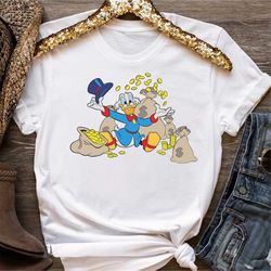 Disney Ducktales Scrooge McDuck Coins T-Shirt Unisex Adult T-shirt Kid shirt Gift for Birthday Hoodie Sweatshirt Toddler