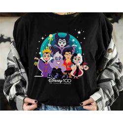 Disney Villains Characters Squad- 100 Years Of Wonder Shirt, Magic Kingdom WDW Unisex T-shirt Family Birthday Gift Adult