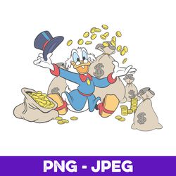 Disney Ducktales Scrooge McDuck Coins V1 , PNG Design, PNG Instant Download