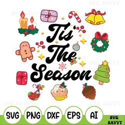 Retro Christmas Svg, Tis The Season Svg, Vintage Santa Christmas Svg, Retro Holiday Svg, Cute Christmas Svg