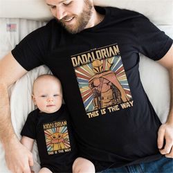 Retro Mandalorian Dad and Kid Shirt, Star Wars Day Matching T-shirts, Mandalorian the Child Sweatshirt, This Is The Way,
