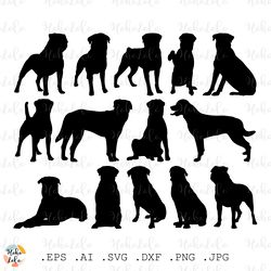 Rottweiler Svg, Dog Svg, Rottweiler Silhouette, Rottweiler Dog Cricut, Stencil Templates, Cricut files, Clipart Png
