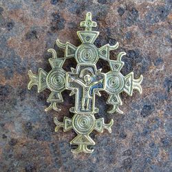 Gothic brass cross necklace pendant,Vintage Brass Cross charm,Die Struck Brass Cross Pendant,Rustic Brass Cross