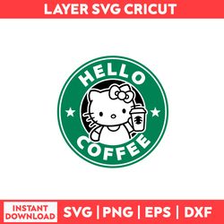 Hello Kitty Coffee Svg, Hello Kitty Svg, Coffee Svg, Starbuck Svg - Digital File