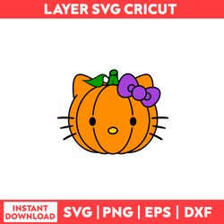Hello Kitty Pumpkin Svg, Hello Kitty Svg, Pumpkin Svg, Kawaii Kitty Svg, Halloween Svg - Digital File