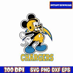 Los Angeles Chargers Mickey SVG | Sports, Ball, Education, Academic | Classic, Old | Sublimation, Illustration