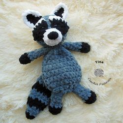 CROCHET PATTERN - Raccoon Lovey, Cute Raccoon Pattern, Crochet Animal Pattern, Crochet Plush Pattern, Amigurumi Tutorial