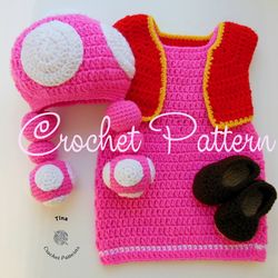 CROCHET PATTERN - Toadette Baby Costume | Mario Bros. Photo Prop | Crochet Halloween Costume | Sizes Newborn - 12 months