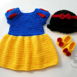 CROCHET PATTERN - Princess Snow White Costume | Princess Dress Crochet Halloween Costume | Sizes Newborn - 12 months