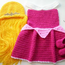CROCHET PATTERN - Princess Aurora Sleeping Beauty Costume | Princess Dress Crochet Pattern | Sizes Newborn - 12 Months