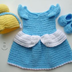 CROCHET PATTERN - Princess Cinderella Costume | Princess Dress Crochet Halloween Costume | Sizes Newborn - 12 months