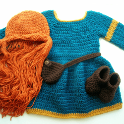 CROCHET PATTERN - Princess Merida Costume | Princess Dress Crochet Halloween Costume | Sizes Newborn - 12 months
