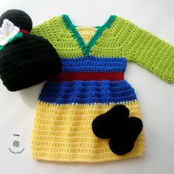 CROCHET PATTERN- Princess Mulan Costume | Princess Dress Crochet Halloween Costume | Sizes Newborn - 12 months