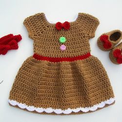 CROCHET PATTERN - Miss Gingerbread Outfit | Baby Crochet Halloween Costume | Sizes Newborn - 12 months