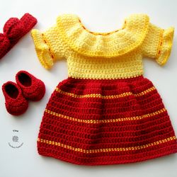 CROCHET PATTERN - Dolores Encanto Baby Outfit | Halloween Baby Dress Crochet Pattern | Sizes 0-12 months