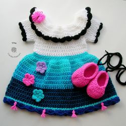 crochet pattern - mirabel encanto baby outfit | halloween baby dress crochet pattern | sizes 0-12 months