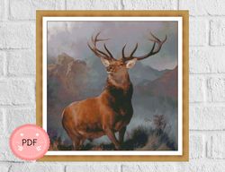Cross Stitch Pattern,Monarch of the Glen By Edwin Henry Land,Red Deer,In The Forest ,Wild Life,Full Coverage
