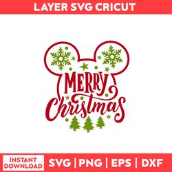 Merry Christmas Ears Svg, Snow Svg, Mickey Mouse Svg, Merry Christmas Svg, Christmas Svg - Digital File