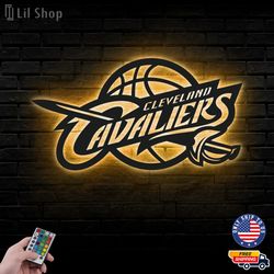Cleveland Cavaliers Led Sign, NBA Logo Metal Led Wall Sign, NBA Metal Logo, Cleveland Cavaliers LED Metal Wall Art