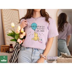 Comfort Colors Retro Winnie the Pooh Pediatric Nurse Shirt, Peds Nurse T-shirt, Pooh and Piglet, Pediatric Nursing Tee,