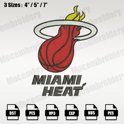 Miami Heat Embroidery Designs, NBA Logo Embroidery Files, Southeast, Machine Embroidery Design File, Instant Download