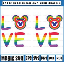 Love Pride LGBT Svg, Mouse LGBTQ Love is Love Svg Png, Support Lgbt Rights, LGBTQ Community Svg, Mouse Rainbow Love, Pri