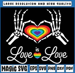 Love Is Love Skeleton Hands Svg, Lgbt Svg, Rainbow Lgbt Flag, LGBTQ, Lgbt Pride Png, Gay Pride, Gender Equality, Digital