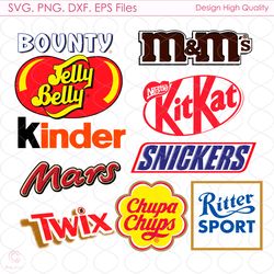 candy logos svg, chocolate labels clipart, candy svg, logo bundle svg, candy brand logo svg
