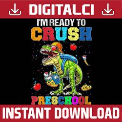 Crush Preschool Dinosaur Monster Truck Back to School Boys PNG File Sublimation
