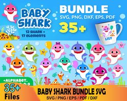 35 baby shark bundle svg, cartoon svg, baby shark svg, kids svg, cartoon svg, baby shark svg, kids svg, baby shark theme
