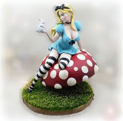 Alice In Wonderland 3D printed hand painted custom figure, Alice In Wonderland figure handpaint high detail, Alice 3d
