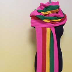 Women's Crochet Rasta Scarf / Headband / Headwrap / Turban Pink . LARGE SIZE . Handmade Reggae style