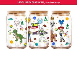 Disney Toy Story Coffee Glass 16oz, Woody Buzz Png Sublimation, Full Glass Can Wrap, Birthday Gifts , Digital Dowload
