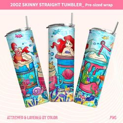 Ariel Tumbler Wrap, Disney Princess Png Skinny 20oz, Skinny Tumbler Wrap, 20oz Tumbler, Mermaid Png, Birthday Girl Gifts
