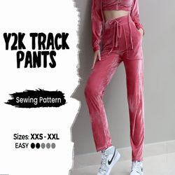 Y2K Velour Tracksuit Pants Sewing Pattern | Easy Wide Leg Pants Pattern | Track Pants | Cargo Pants Pattern | Trouser