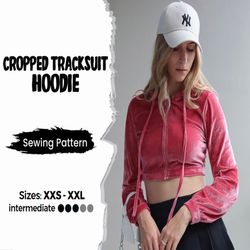 Cropped Zip Up Hoodie Sewing Pattern, Y2k Hoodie Pattern, Cropped Sweater Pattern, Cropped Hoodie, Crop Top Sweatshirt