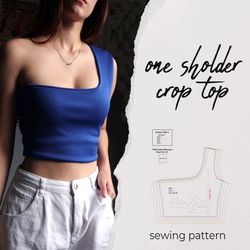 girls crop top sewing pattern - one shoulder top pattern - sewing pattern top - top pattern sewing - crop tank top