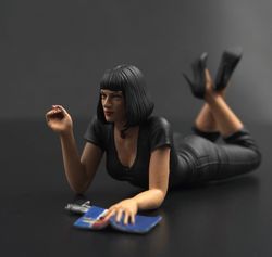 Mia Wallace Pulp Fiction 3D printed hand painted custom figure, Mia Wallace Pulp Fiction figure handpaint high detail