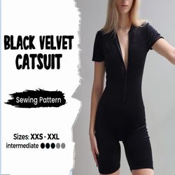 Velvet Catsuit Pattern | Jumpsuit Sewing Pattern | Romper Sewing Pattern | Bodysuit pattern | Velvet Jumpsuit