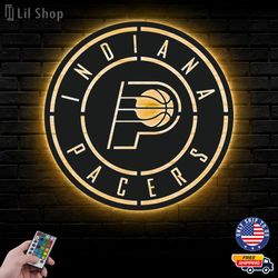 Indiana Pacers Led Sign, NBA Logo Metal Led Wall Sign, NBA Metal Logo, Indiana Pacers LED Metal Wall Art