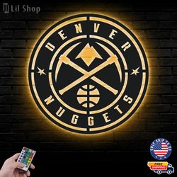 Denver Nuggets Led Sign, NBA Logo Metal Led Wall Sign, NBA Metal Logo, Denver Nuggets LED Metal Wall Art