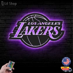 Los Angeles Lakers Led Sign, NBA Logo Metal Led Wall Sign, NBA Metal Logo, Los Angeles Lakers LED Metal Wall Art