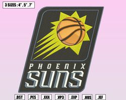 Phoenix Suns Embroidery Designs, NBA Logo Embroidery Files, Pacific, Machine Embroidery Design File, Instant Download