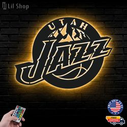 Utah Jazz Led Sign, NBA Logo Metal Led Wall Sign, NBA Metal Logo, Utah Jazz LED Metal Wall Art
