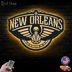 New Orleans Pelicans Led Sign, NBA Logo Metal Led Wall Sign, NBA Metal Logo, New Orleans Pelicans LED Metal Wall Art