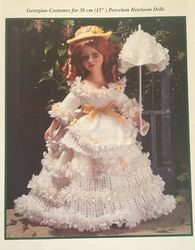Doll's Dress for walking in Georgian style Knitting Pattern, 15 inch (38 cm) Doll, vintage patterns Digital PDF