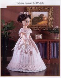 Doll's Dress in Victorian style Knitting Pattern, 15 inch (38 cm) Doll, vintage patterns Digital PDF