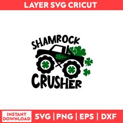 Shamrock Crusher Truck Svg, Truck Svg, Clover Svg, Lucky Svg, St Patrick's Day Svg, Patrick's Day Svg - Digital File
