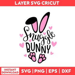 Snuggle Bunny Svg, Bunny Svg, Heart Svg, Easter Svg, Happy Easter Svg - Digital File