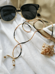 Beige sunglasses chain and face mask chain, Glasses holder, Beaded Glasses Chain, Gift for mom, Sunglasses Strap.